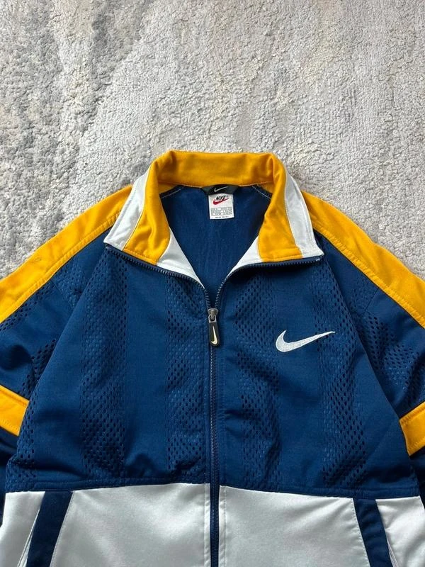 Jaqueta de trilha vintage anos 90 da Nike em azul-marinho e amarelo com zíper tamanho P – photo 7